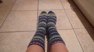 Laura gave me some awesome fluffy socks to wear around the house. In love!