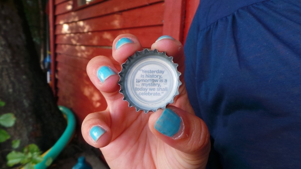 COINCIDENCE! 8 months left on m exchange with 'more yesterday's than tomorrow's' and Veera had this written on her cider's bottle top! Kinda of sad...